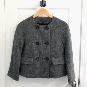 Ann Taylor Charcoal Double-Breasted Tweed Jacket
